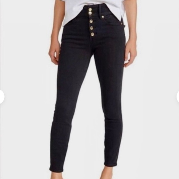 Good American Black Corset Jean With Gold Buttons - Size 18 NIB - Picture 1 of 5